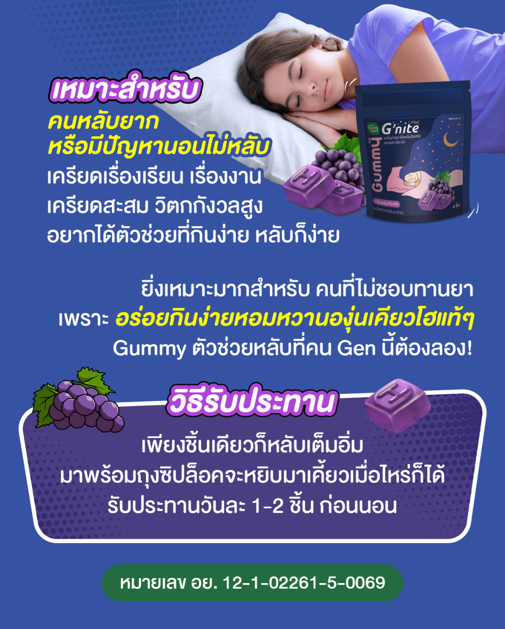 HANDYHERB GNITE睡眠軟糖4粒小包裝